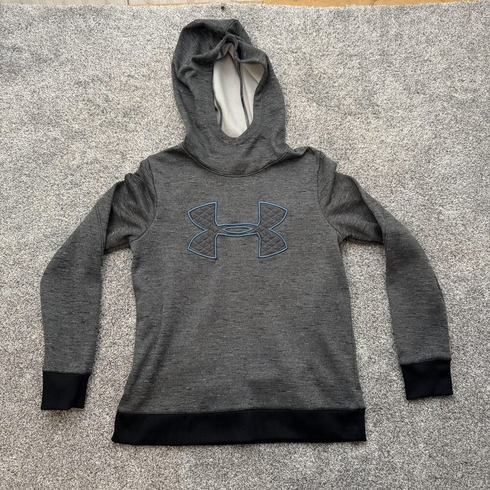 Under Armour Hoodie S ColdGear Funnel Neck Athleisure Chic Quilted Logo Loose